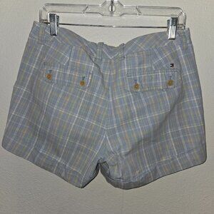 Blue plaid shorts